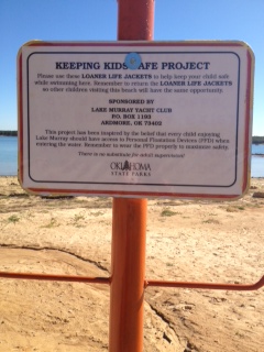 Sign posted at all swim areas around Lake Murray.